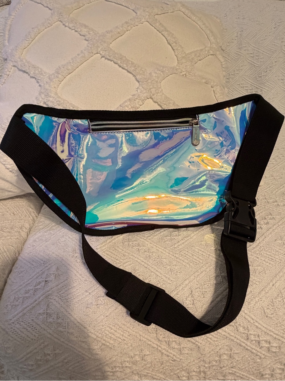 Iridescent Holographic Crossbody Bag - Women's Silver-Tone
